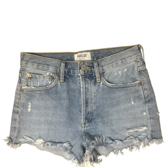 Agolde Parker Vintage Cut Off Jean Shorts Size 25 In Swapmeet Wash Distressed - Picture 1 of 12